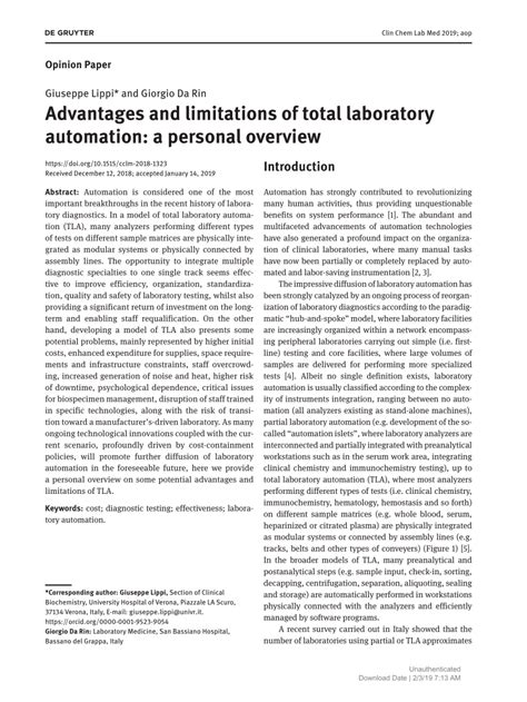 why choosing multiple analyzers in laboratory|Advantages and limitations of total laboratory automation: a .